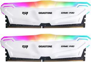 DDR4 RAM Gigastone White RGB Game PRO Desktop RAM 16GB (2x8GB) DDR4 16GB DDR4-3200MHz PC4-25600 CL16 1.35V 288 Pin Unbuffered Non ECC UDIMM for PC Gaming Desktop Memory Module (Desktop ONLY)