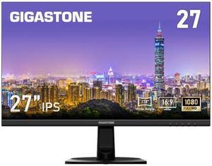 Gigastone 27 inch IPS LED Back Light Monitor 75Hz FHD 1920 x 1080, 178° Wide View Frameless Computer Monitor 5ms, Built-in Speakers, Eye Care Technology, Ergonomic Tilt VESA Mount, HDMI VGA