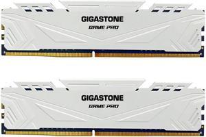 DDR4 RAM GIGASTONE White Game PRO Desktop RAM 32GB (2x16GB) DDR4 RAM 32GB DDR4-3200MHz PC4-25600 CL16 1.35V 288 Pin Unbuffered Non ECC UDIMM for PC Gaming Desktop Memory (Desktop ONLY)