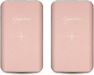 [2-Pack] Gigastone Power Bank 5000mAh USB+Wireless Output Portable Charger Pink