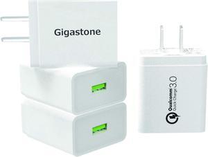 Gigastone USB 18W Fast Charge Wall Charger with Qualcomm Quick Charge 3.0 - White, 4 Pack