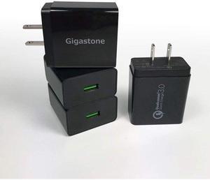 Gigastone USB 18W Fast Charge Wall Charger with Qualcomm Quick Charge 3.0 - White, 4 Pack Black