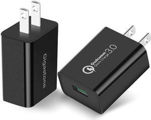 Gigastone USB 18W Fast Charge Wall Charger with Qualcomm Quick Charge 3.0 - White, 2 Pack Black