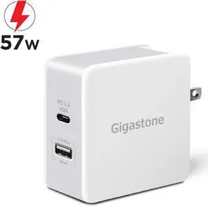Gigastone USB-C 60W Wall Charger Power Delivery PD 3.0 45W Fast Charge, Foldable