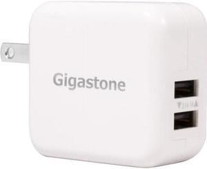 Gigastone 15.5W Dual USB-A Adapter, Travel Wall Adapter for iPhone - White, 1 pack