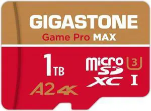 [5-Yrs Free Data Recovery] GIGASTONE 1TB Micro SD Card, 4K Game Pro MAX, MicroSDXC Memory Card for Nintendo-Switch, GoPro, Action Camera, DJI, UHD Video, R/W up to 150/140 MB/s, UHS-I U3 A2 V30 C10