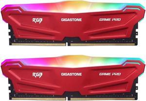 Gigastone DDR4 RAM Red RGB Game PRO Desktop RAM 16GB (2x8GB) DDR4 16GB DDR4-3200MHz PC4-25600 CL16 1.35V 288 Pin Unbuffered Non ECC UDIMM for PC Gaming Desktop Memory Module (Desktop ONLY)