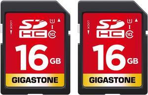GIGASTONE 16GB SDHC Memory Card, 2 Pack Premium Series, Transfer Speed Up to 80MB/s for Photos, Videos, Music, Files, Camcorder, Camera, PC, Class 10 U1 UHS-I, with 2 mini cases