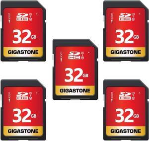 GIGASTONE 32GB 5-Pack SD Card UHS-I U1 Class 10 SDHC Memory Card High-Speed Full HD Video Canon Nikon Sony Pentax Kodak Olympus Panasonic Digital Camera, with 5 Mini Cases
