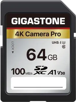 GIGASTONE 64GB SD Card V30 SDXC Memory Card High Speed 4K Ultra HD UHD Video Compatible with Canon Nikon Sony Pentax Kodak Olympus Panasonic Digital Camera with 1 Mini case