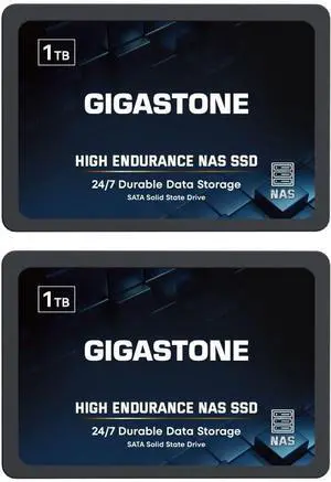 Gigastone 1TB NAS SSD Drive (2-Pack) 24/7 Durable TLC High Endurance RAID Data Storage Network Attached Storage 2.5" SATA Internal Solid State Hard Drives Gigastone 1TB NAS SSD Drive (2-Pack) 24/7 Durable TLC High Endurance RAID Data Storage Network Attached Storage 2.5" SATA Internal Solid State Hard Drives