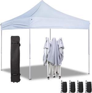 Homall 10X10 Ft Pop Up Canopy Ez Up Canopy Tent Commercial Instant Shelter Patio Sun Shade Canopies with Roller Bag, 4 Canopy Sand Bags (Silver)