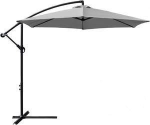Homall 10 Ft Patio Cantilever Umbrella Outdoor Offset Hanging Market Umbrellas with Crank & Cross Base for Backyard, Garden, Deck, Lawn and Pool (Gray)