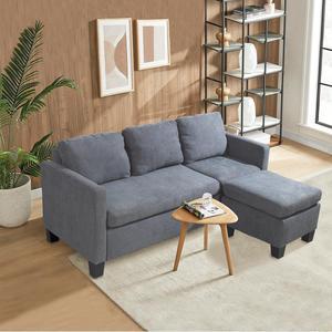 Homall L-shaped Sofa Convertible Modern 3 Seat Sectional Sofa with Reversible Chaise Living Room Couch with Movable Ottoman (Towel Gray)