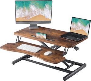 Homall Standing Desk Height Adjustable Ergonomic Stand Up Desk Foldable Wooden Computer and Keyboard Table Laptop Riser Tabletop Workstation (Brown)