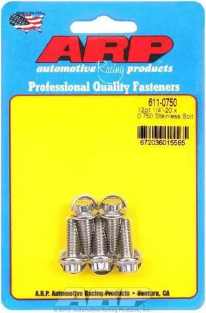ARP Universal Bolt 1/4-20 in Thread 0.750 in Long Stainless 5 pc P/N 611-0750