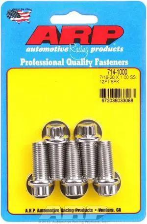 ARP Universal Bolt 7/16-24 in Thread 1.000 in Long Stainless 5 pc P/N 714-1000