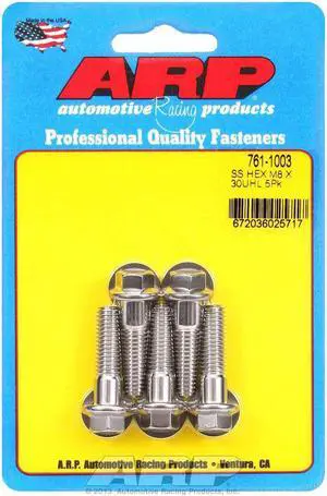 ARP Universal Bolt 8 mm x 1.25 Thread 30 mm Long Stainless 5 pc P/N 761-1003
