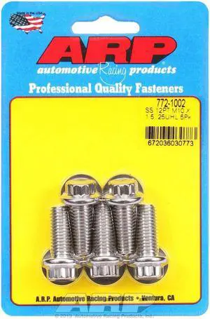 ARP Universal Bolt 10 mm x 1.50 Thread 25 mm Long Stainless 5 pc P/N 772-1002
