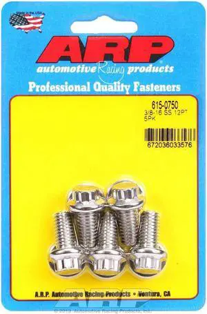 ARP Universal Bolt 3/8-16 in Thread 3/4 in Long Stainless 5 pc P/N 615-0750