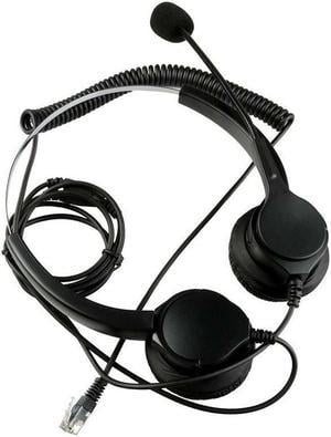 Hands- Call Center Noise Cancelling Binaural Headset Headphone With Microphone MIC 4-Pin RJ9 Crystal Head for Desk Telephone