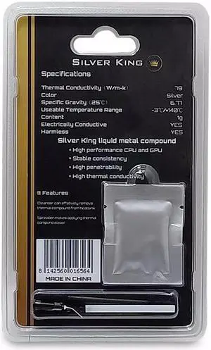 Silver King 1g High-Performance Thermal Grease 79(W/M-K) Liquid Metal Heat Dissipation Essential for perfect Heat Silver King 1g High-Performance Thermal Grease 79(W/M-K) Liquid Metal Heat Dissipation Essential for perfect Heat