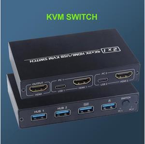 2 Ports HDMI KVM Switch Box, USB and HDMI Switch for 2 Computers Share 4 USB 2.0 Devices and one HD Monitor KVM Switcher Support 4K@30Hz for Laptop, PS3/PS4, Xbox, Sony Bluray Player