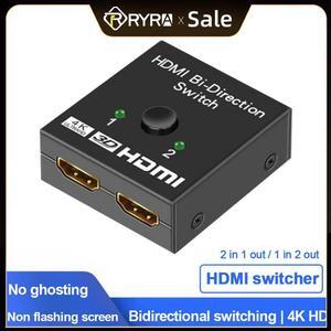 RARY HDMI-compatible Splitter 4K Switch KVM Bi-Direction 1x2/2x1 Switcher 2 in1 Out for PS4/3 TV Box Switcher Adapter