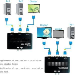 2 In 1 Out VGA/SVGA Manual Sharing Selector Switch Switcher Box For LCD PC KVM Switches Display Sharing 1080 HD Video Converter