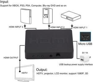 HDMI-compatible Splitter 3 Port Hub Box Auto Switch 3 In 1 Out Switcher 1080P Hd 1.4 Remote Control For Project Hdtv Xbox360 Ps3