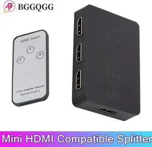 3 Port HDMI-compatible Splitter Hub Box Auto Switch Remote Control 3 In 1 Out Switcher Hd 1080P For Hdtv Xbox360 Ps3