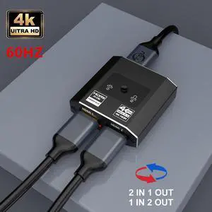 4K 60HZ HDMI-compatible KVM Switcher HD Splitter Adapter Converter Support HDCP2.2 HDR Dobly Atmos for HDTV PS4 Apple TV Roku