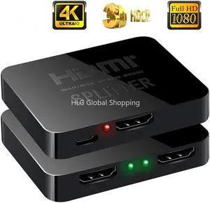 4K HDMI Splitter Full HD 1080p Video HDMI Switch Switcher 1X2 Split 1 in 2 Out Amplifier Dual Display For HDTV DVD For PS3 Xbox