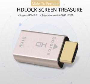 Lock Screen Signal Holder HDMI-compatible 2.0 KVM Virtual Adapter EDID Dummy Plug Male-Fe 3840X2160 for Display Emulator