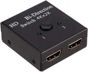 4K HDMI-compatible Switch 2 Ports Bi-directional Switcher HD 4K 3D HDR HDCP Splitter Supports Ultra Xbox HDTV Switcher Adapter