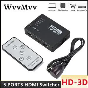 HDMI Switch 5 In 1 Out HDMI Splitter 5X1 with IR Remote Control Supports 3D 4K HD1080P HDMI Switcher For Xbox PS4 Blu-Ray Player