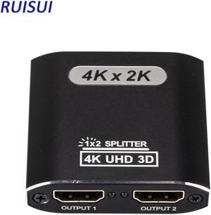 1x2 HDMI-Compatible Splitter 1 In 2 Out HDMI Splitter Supports Full HD 4K @ 30HZ & 3D for Xbox PS3 PS4 Blu-Ray Player and More