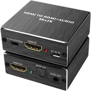 HDMI-compatible Audio Extractor 4K@30Hz HDMI-compatible to HDMI-compatible+Optical Toslink SPDIF+3.5mm AUX Audio out Splitter