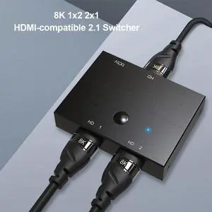 Switcher 2.1 2 In 1 Output 48Gbps 8k@60Hz 4k@120Hz Switch Adapter With Button For HDTV Projector Computer