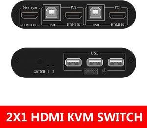 Multifunctional 4K High Definition HDMI KVM Switch 2-Port USB Manual Switcher Box Keyboard Mouse Splitter