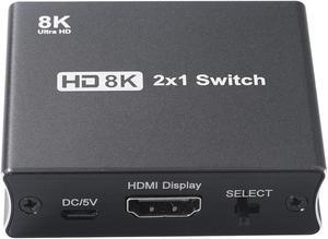 NK-W80 2x1 HDMI Switcher 2 in 1 Out High-speed HD Switcher Converter up to 8K@60Hz Resolution One-key Switch for TV Monitor PC