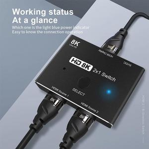8K KVM Switch HDMI2.1 Ultra HD 8K 48Gbps Directional Switch 2 in 1out Splitter Converter Compatible with Xbox PS5 Monitors