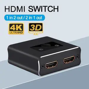 HDMI Switch,HDMI 2.0 Splitter 2 X 1/1 X 2. No External Power Required, Aluminum Alloy,60Hz,Support 4K 3D HD 1080P KVM Switcher