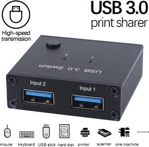 2 Ports USB 3.0 Switcher 2 In 1 Out Selector 2 Computers Sharing 1 USB Devices For Keyboard Mouse Printer Scanner USB Disk