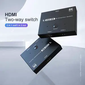 Ultra HD 8K HDMI 2.1 Bi-Directional Switch 8K 60Hz 1 in 2 Out / 2 in 1 Out High Speed 48Gbps Splitter Converter for Xbox X PS5