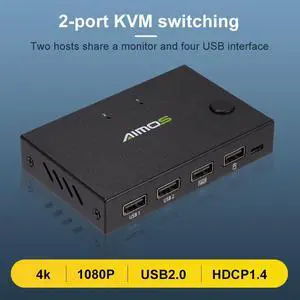 For 2 PC Sharing Keyboard Mouse Printer Plug And Paly 2020 Out 4K USB HDMI KVM Switch Box Video Display USB Switch Splitter