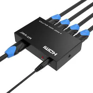 4K HDMI Splitter 1 in 4 Out, MT-ViKI 1x4 Power HDMI Splitter 4 Ports AC Adapter, 4Kx2K@30Hz 3D Full HD Distributor for PS4 HDTV
