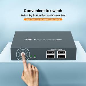 PWAY USB KVM Switch HDMI Splitter Keyboard And Mouse Switch HD 4K@30Hz 2 In 1 Out With 4PC USB Port Hub For PC Macbook Laptop