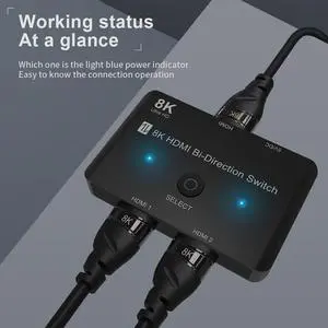HDMI compatible 2.1 Switcher Splitter 1 in 2 out or 2 in 1 out Bi-Direction Adapter 8K 60Hz 4K 120Hz for PS5 Xbox HDTV Switch