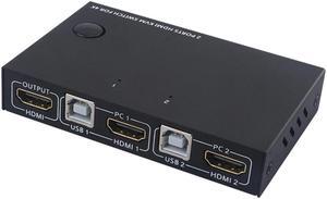 AM-KM201 HDMI KVM Switcher 4K 2 in 1 out KVM Switcher Keyboard Mouse USB Shared Display Synchronization Controller